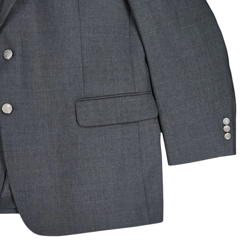 Stafford Blazer 46R Mens Charcoal Gray Wool Blend Suit Jacket Shorts Coat Preppy